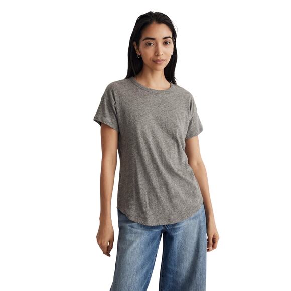 Madewell Whisper Cotton Crewneck Tee Gray XS NWT Soft Lightweight Classic - Picture 4 of 8